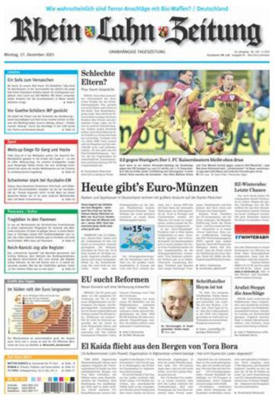 Rhein-Lahn-Zeitung vom Montag, 17.12.2001