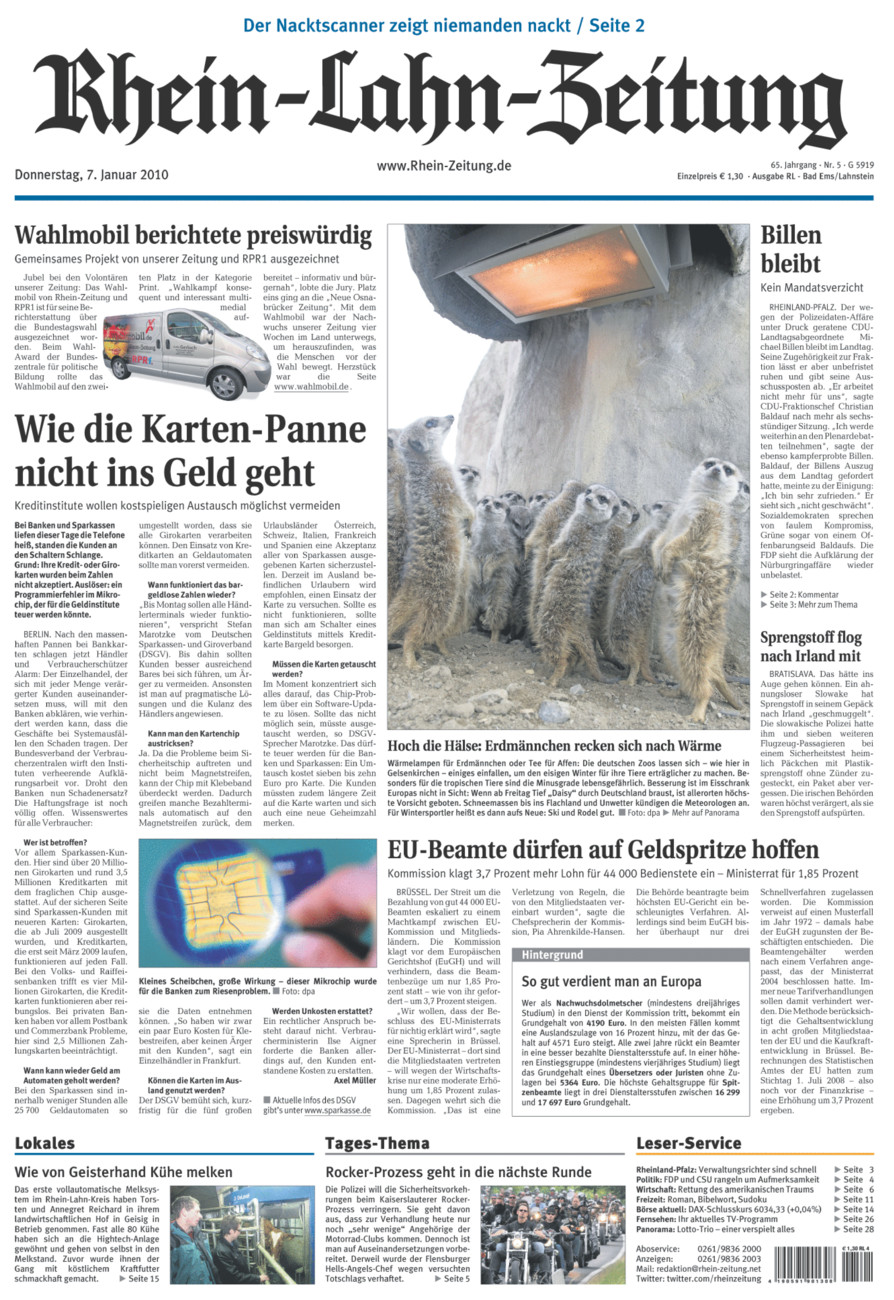 Rhein-Lahn-Zeitung vom Donnerstag, 07.01.2010