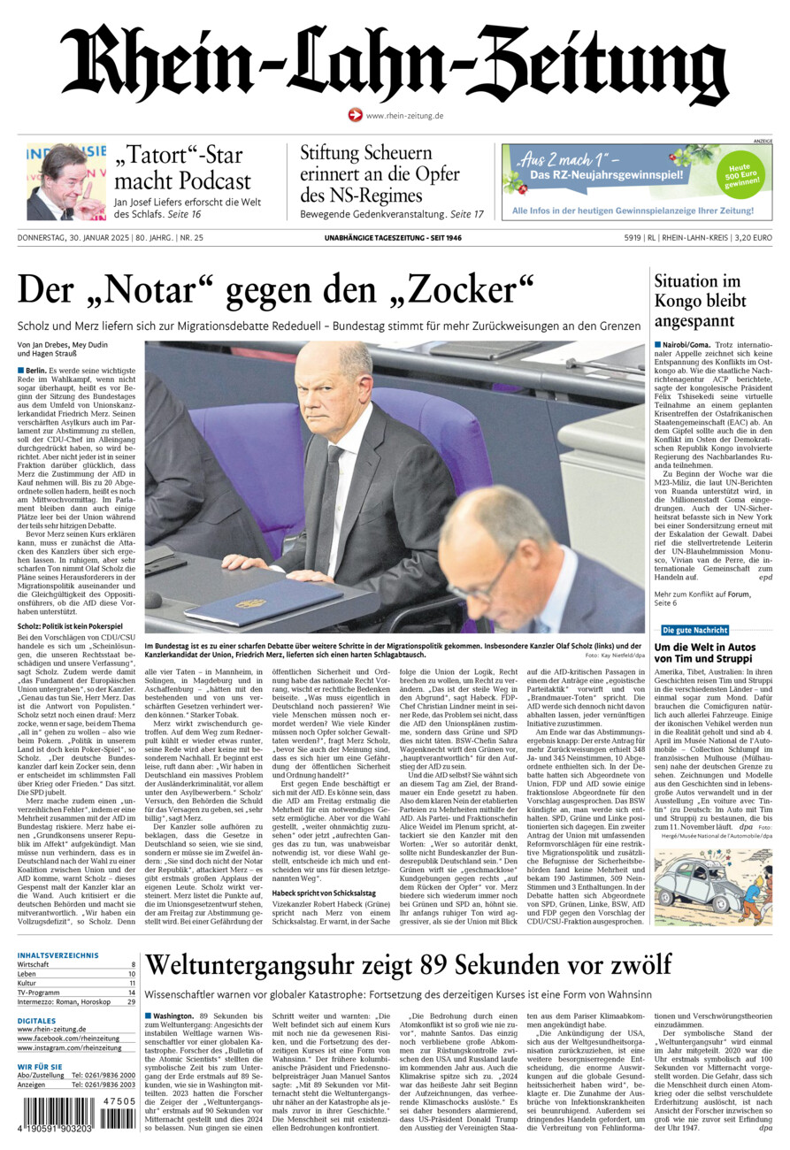 Rhein-Lahn-Zeitung vom Donnerstag, 30.01.2025