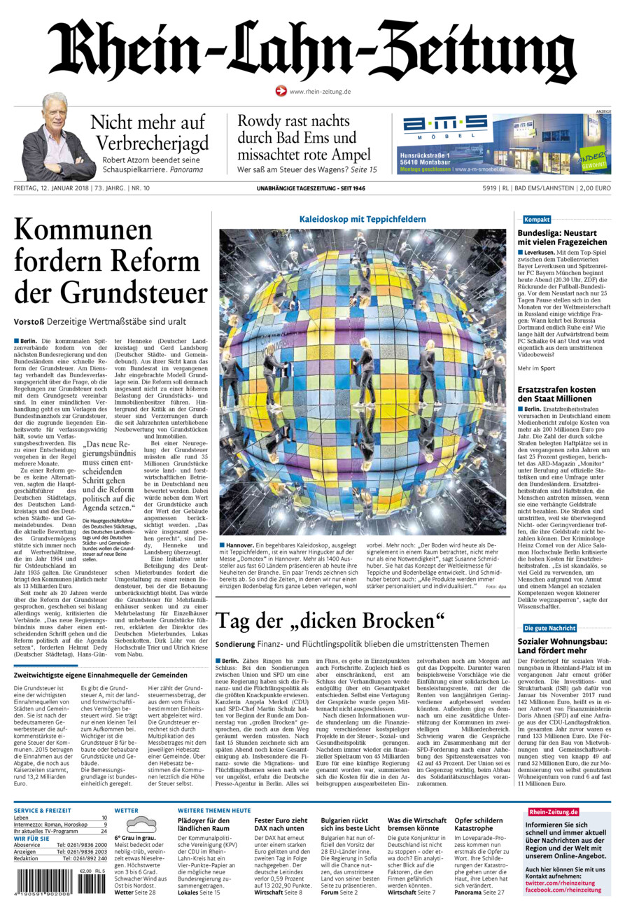 Rhein-Lahn-Zeitung vom Freitag, 12.01.2018