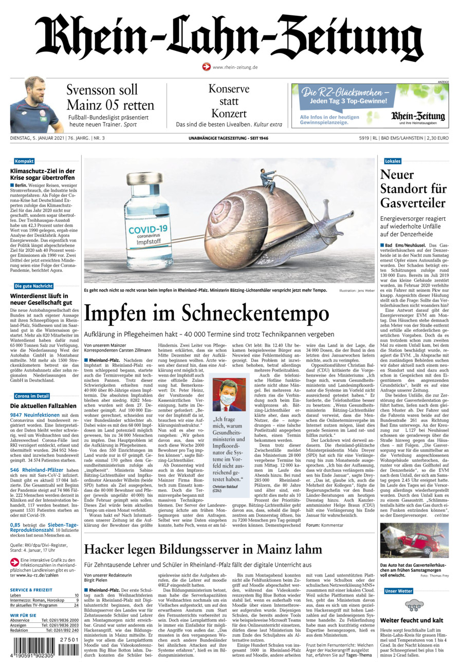 Rhein-Lahn-Zeitung vom Dienstag, 05.01.2021