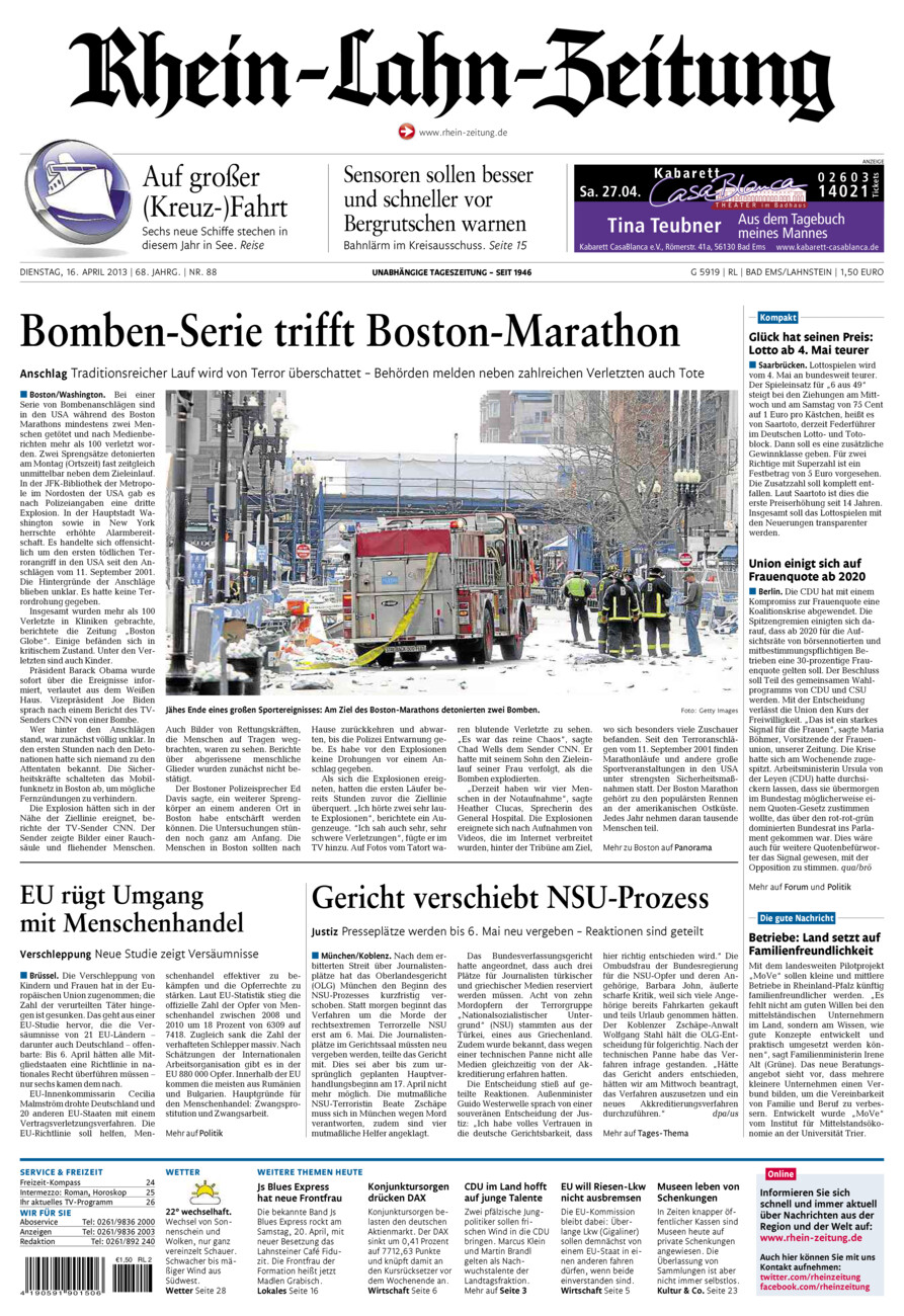 Rhein-Lahn-Zeitung vom Dienstag, 16.04.2013