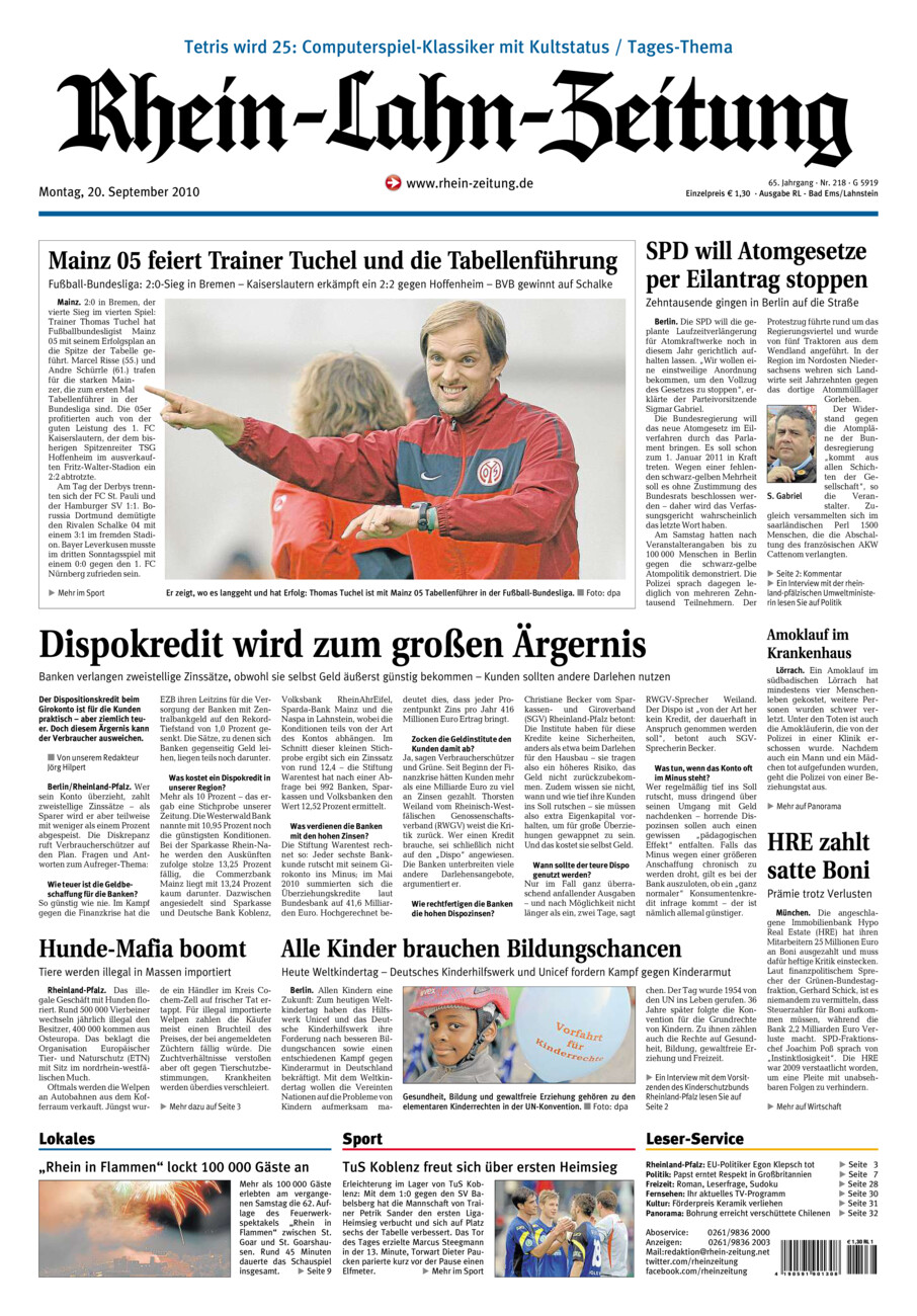 Rhein-Lahn-Zeitung vom Montag, 20.09.2010