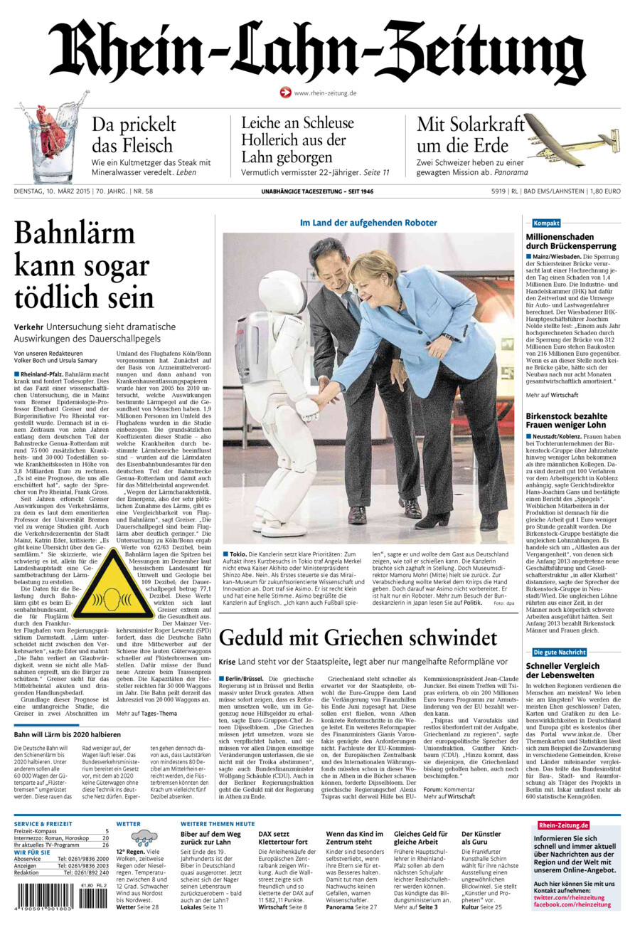 Rhein-Lahn-Zeitung vom Dienstag, 10.03.2015