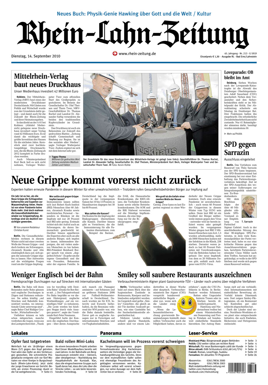 Rhein-Lahn-Zeitung vom Dienstag, 14.09.2010