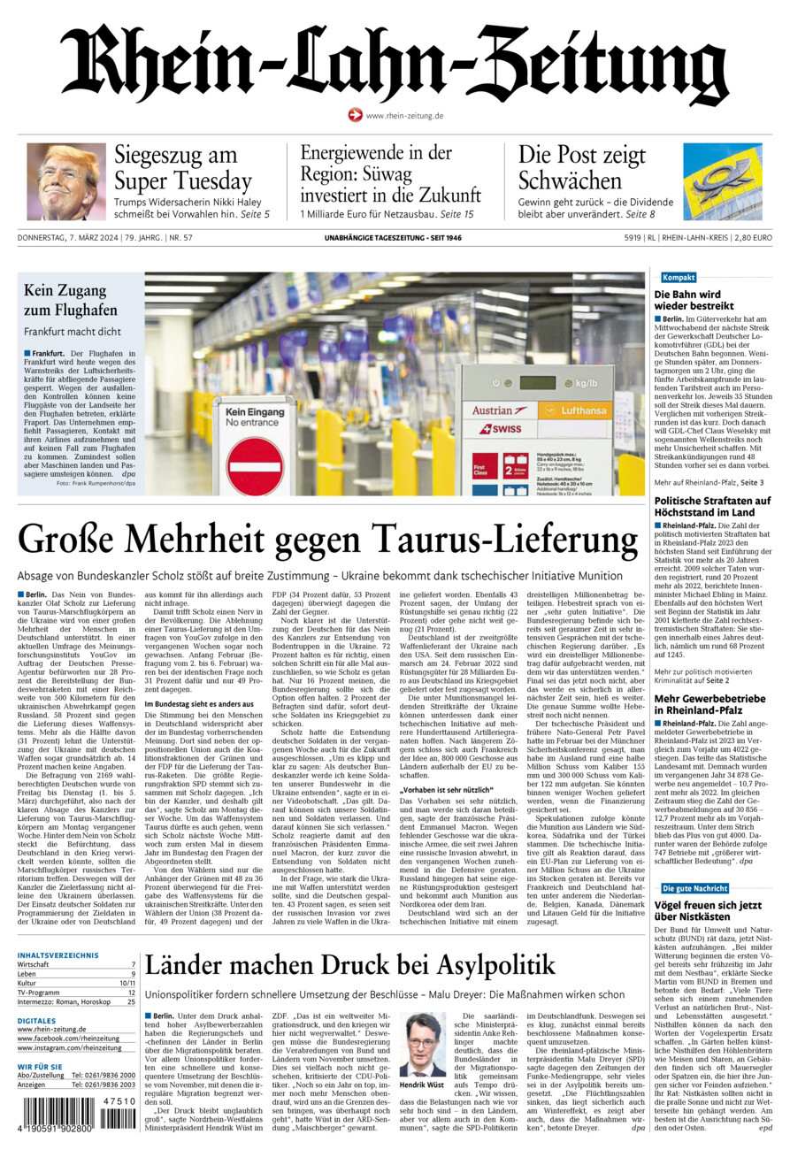 Rhein-Lahn-Zeitung vom Donnerstag, 07.03.2024