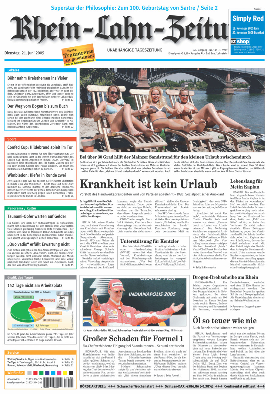 Rhein-Lahn-Zeitung vom Dienstag, 21.06.2005
