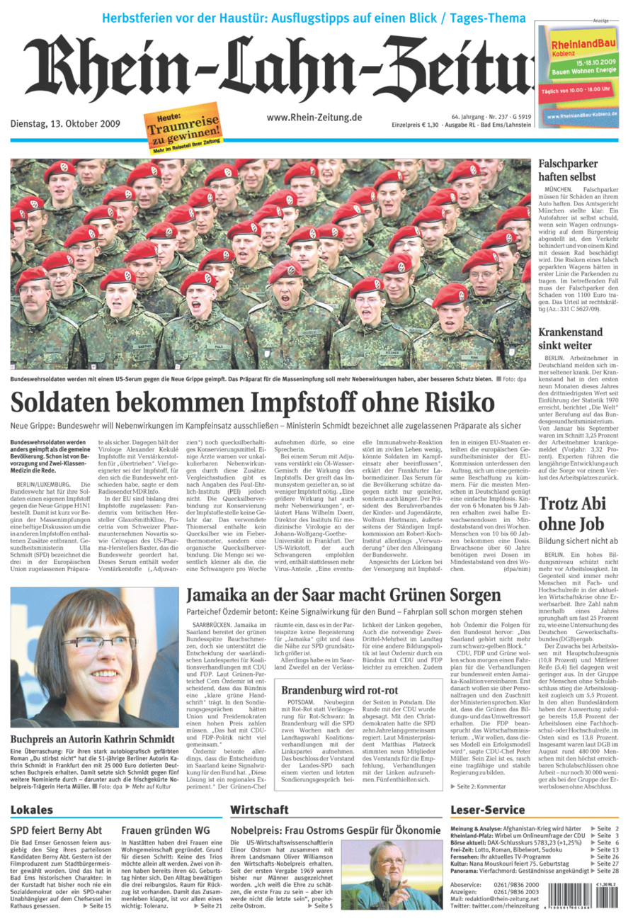 Rhein-Lahn-Zeitung vom Dienstag, 13.10.2009