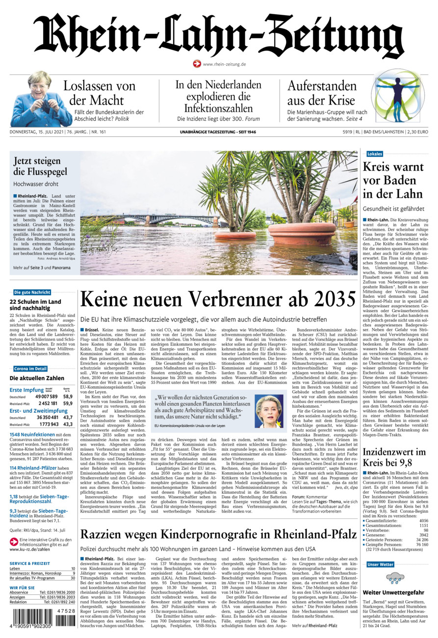 Rhein-Lahn-Zeitung vom Donnerstag, 15.07.2021