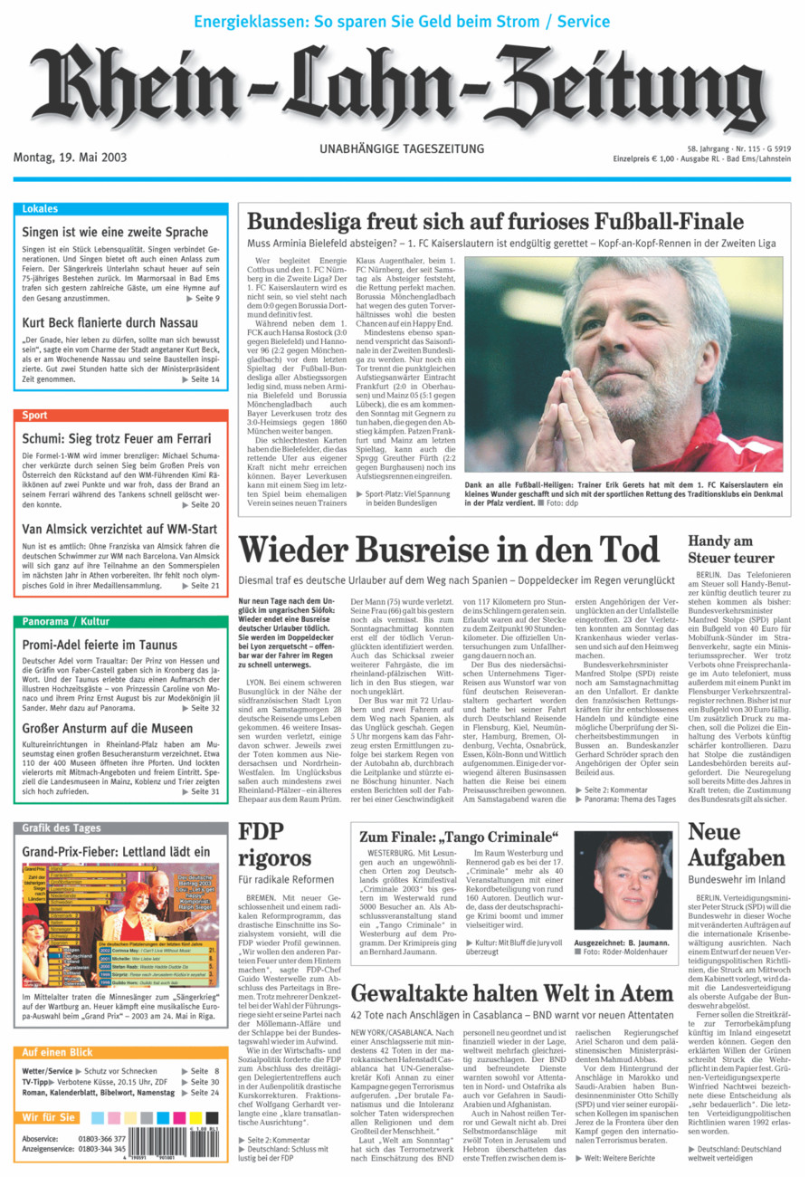 Rhein-Lahn-Zeitung vom Montag, 19.05.2003