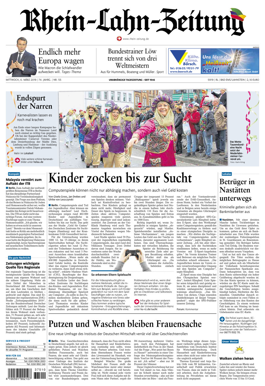 Rhein-Lahn-Zeitung vom Mittwoch, 06.03.2019