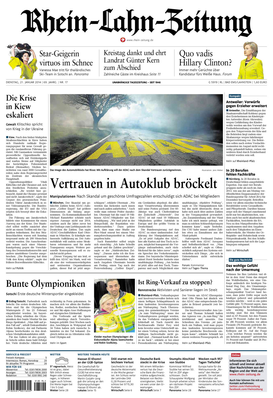 Rhein-Lahn-Zeitung vom Dienstag, 21.01.2014