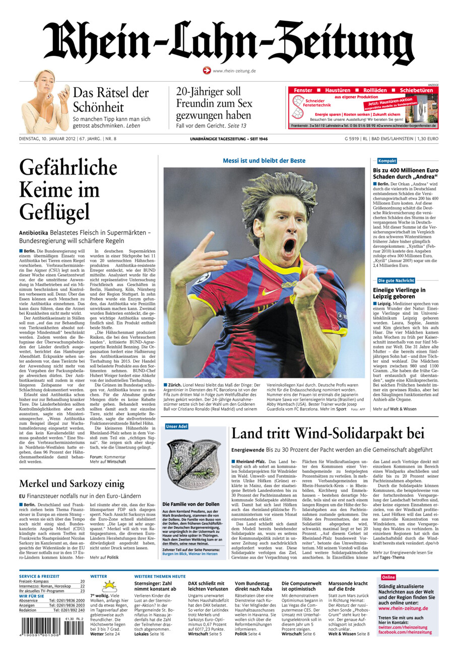 Rhein-Lahn-Zeitung vom Dienstag, 10.01.2012