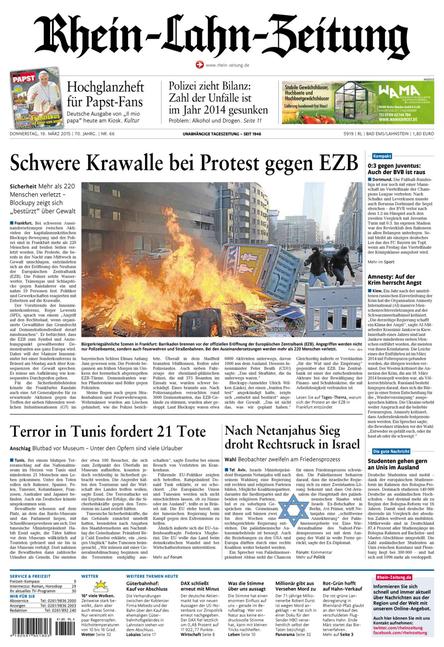 Rhein-Lahn-Zeitung vom Donnerstag, 19.03.2015