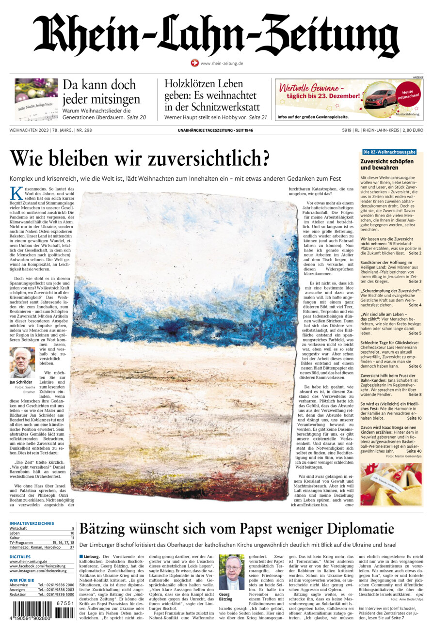 Rhein-Lahn-Zeitung vom Samstag, 23.12.2023