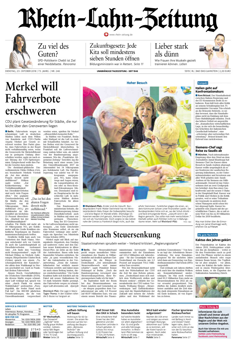 Rhein-Lahn-Zeitung vom Dienstag, 23.10.2018