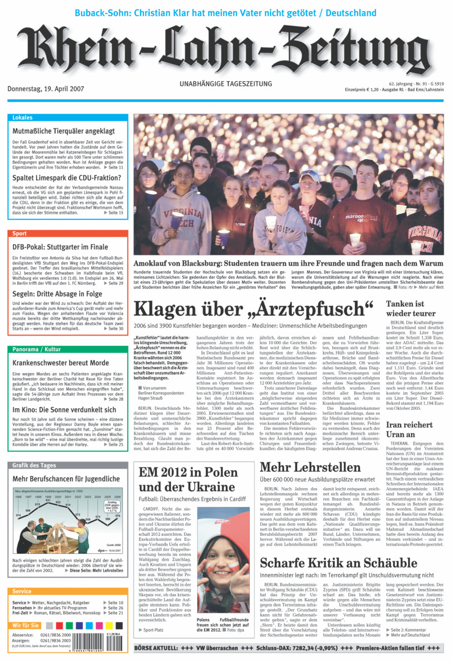 Rhein-Lahn-Zeitung vom Donnerstag, 19.04.2007