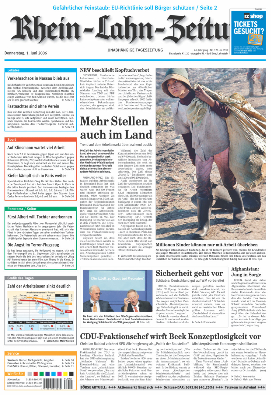 Rhein-Lahn-Zeitung vom Donnerstag, 01.06.2006