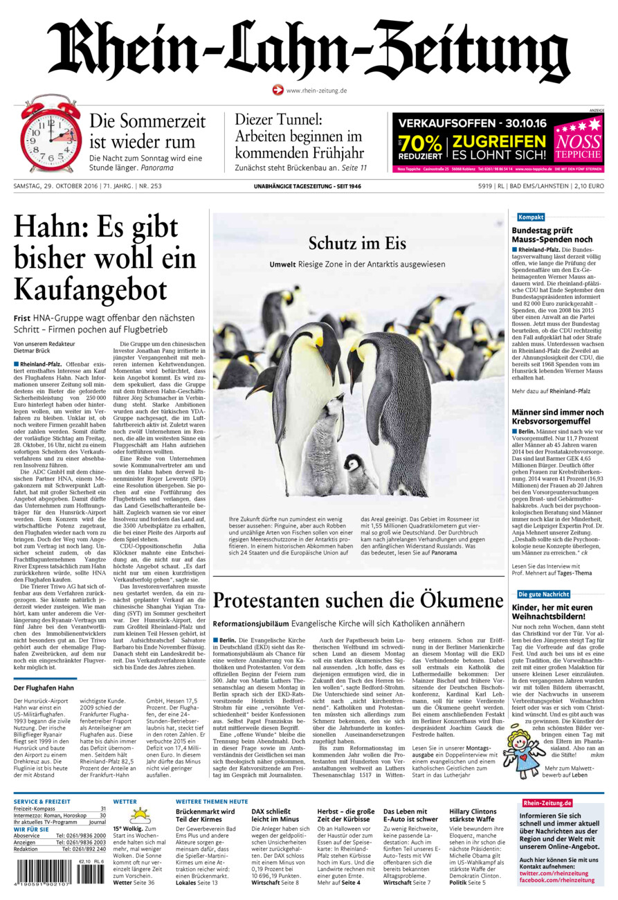 Rhein-Lahn-Zeitung vom Samstag, 29.10.2016