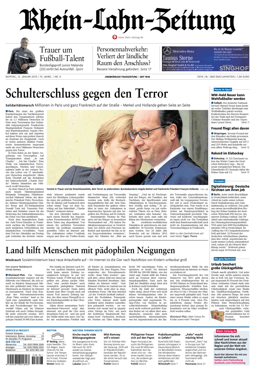 Rhein-Lahn-Zeitung vom Montag, 12.01.2015