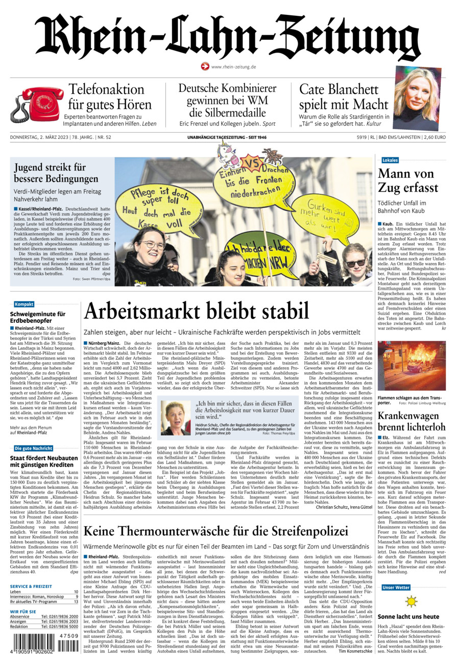 Rhein-Lahn-Zeitung vom Donnerstag, 02.03.2023
