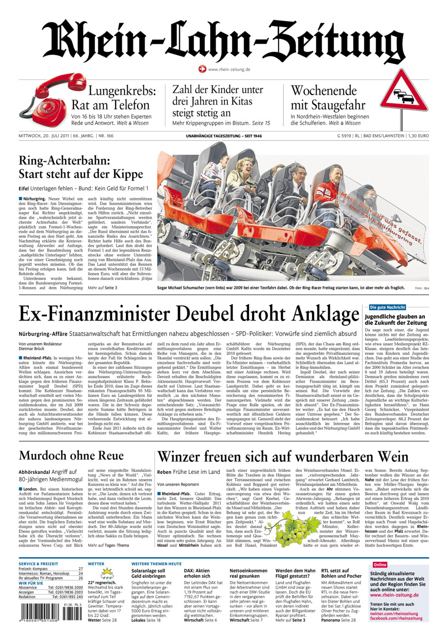 Rhein-Lahn-Zeitung vom Mittwoch, 20.07.2011