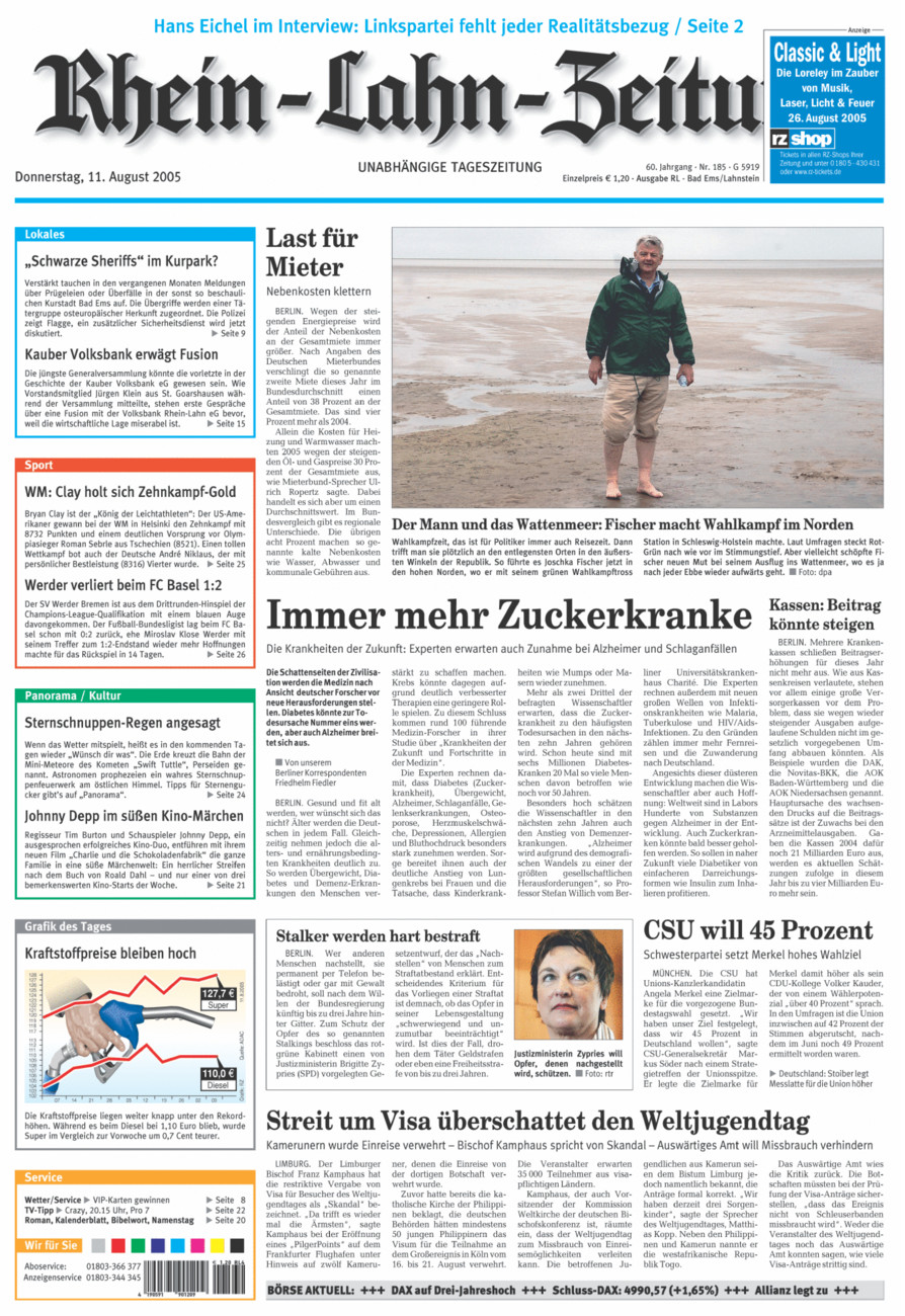 Rhein-Lahn-Zeitung vom Donnerstag, 11.08.2005