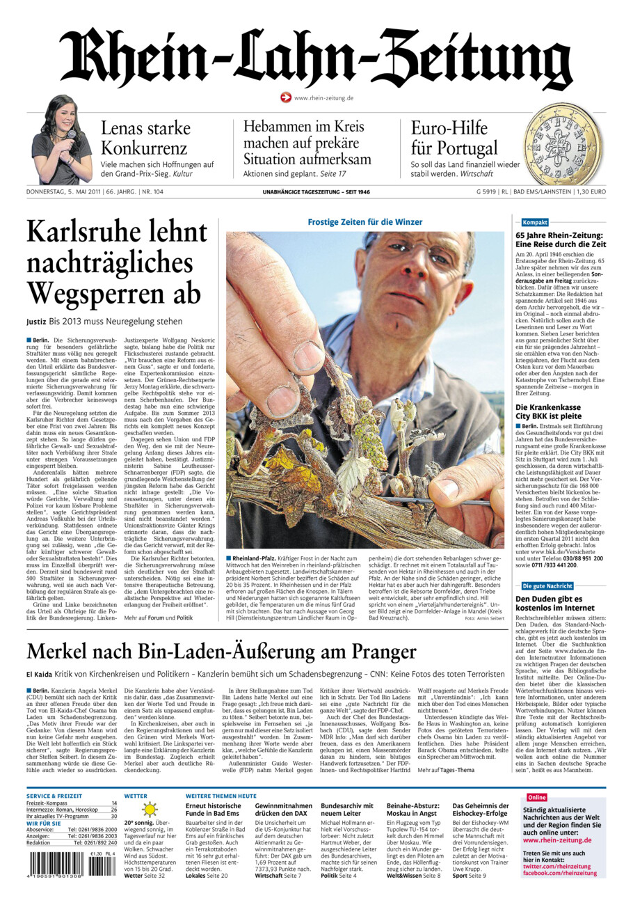 Rhein-Lahn-Zeitung vom Donnerstag, 05.05.2011