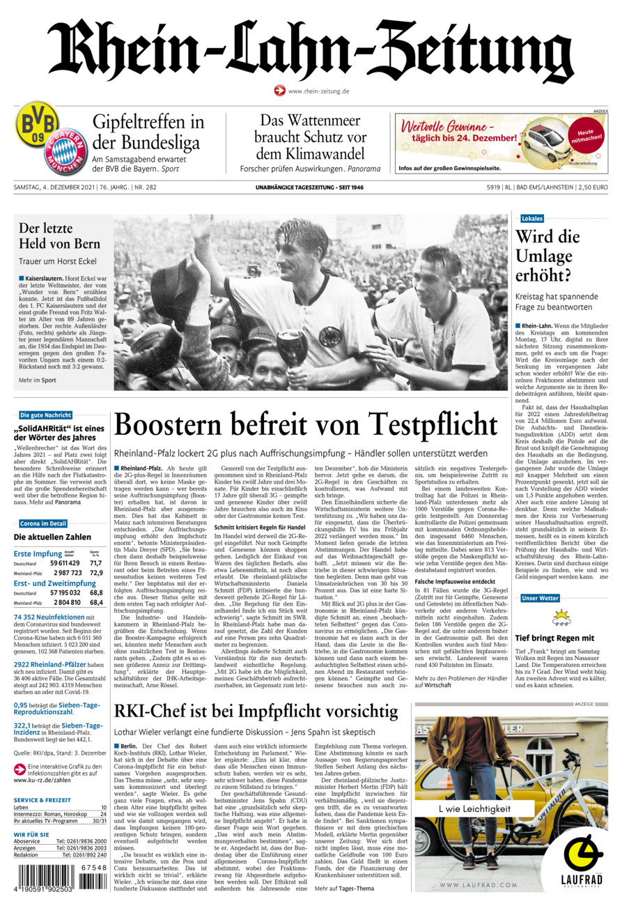 Rhein-Lahn-Zeitung vom Samstag, 04.12.2021