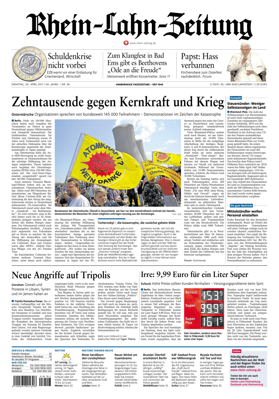 Rhein-Lahn-Zeitung vom Dienstag, 26.04.2011