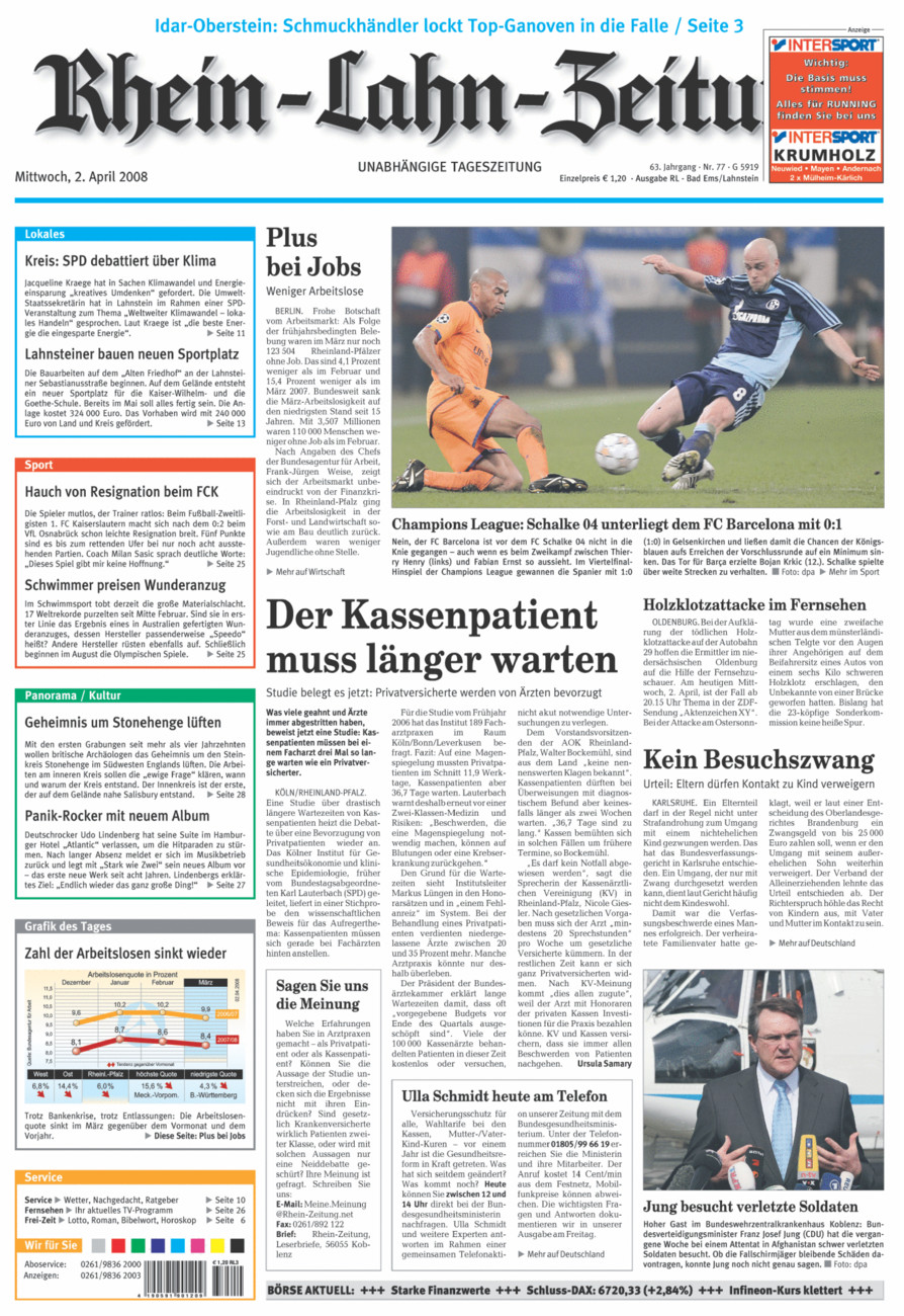 Rhein-Lahn-Zeitung vom Mittwoch, 02.04.2008