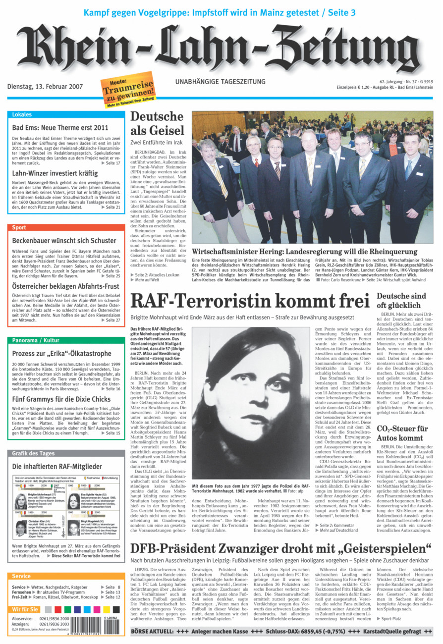 Rhein-Lahn-Zeitung vom Dienstag, 13.02.2007