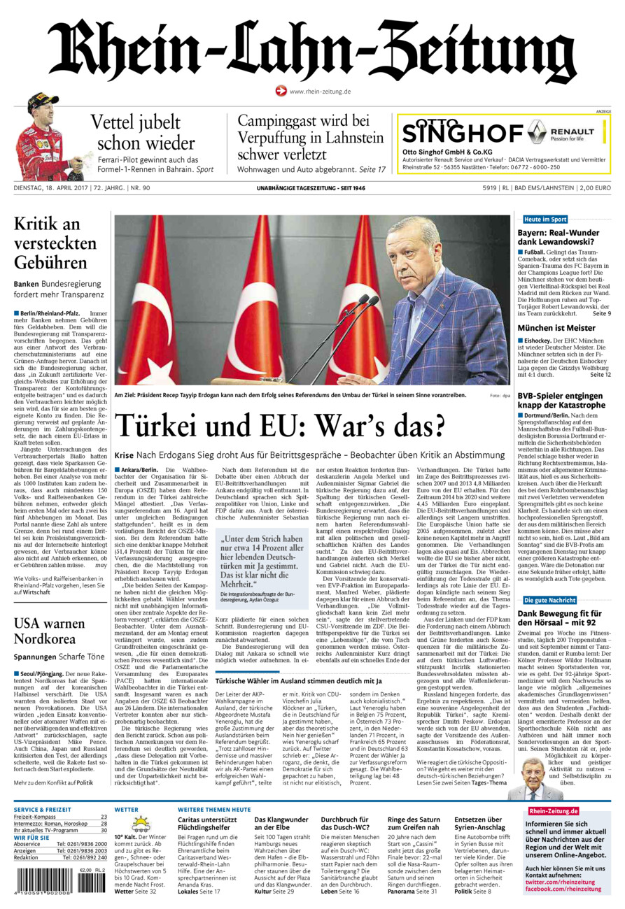 Rhein-Lahn-Zeitung vom Dienstag, 18.04.2017