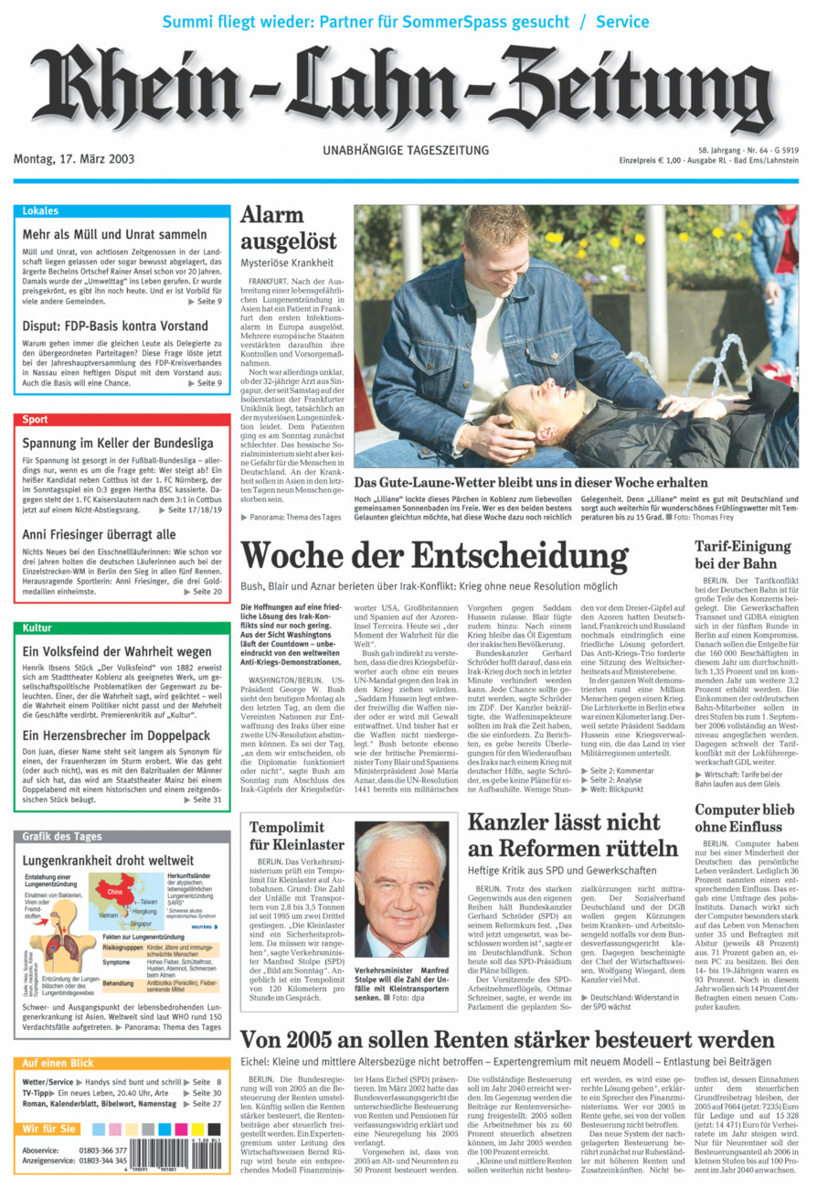 Rhein-Lahn-Zeitung vom Montag, 17.03.2003