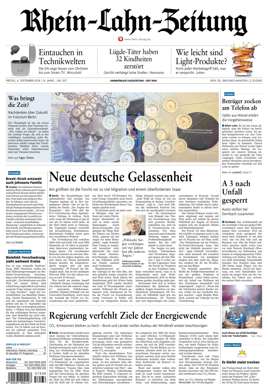 Rhein-Lahn-Zeitung vom Freitag, 06.09.2019