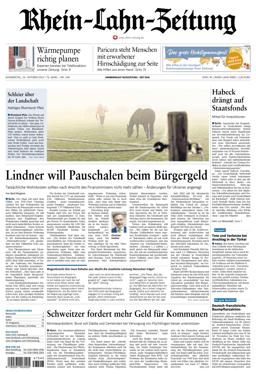 Rhein-Lahn-Zeitung vom Donnerstag, 24.10.2024