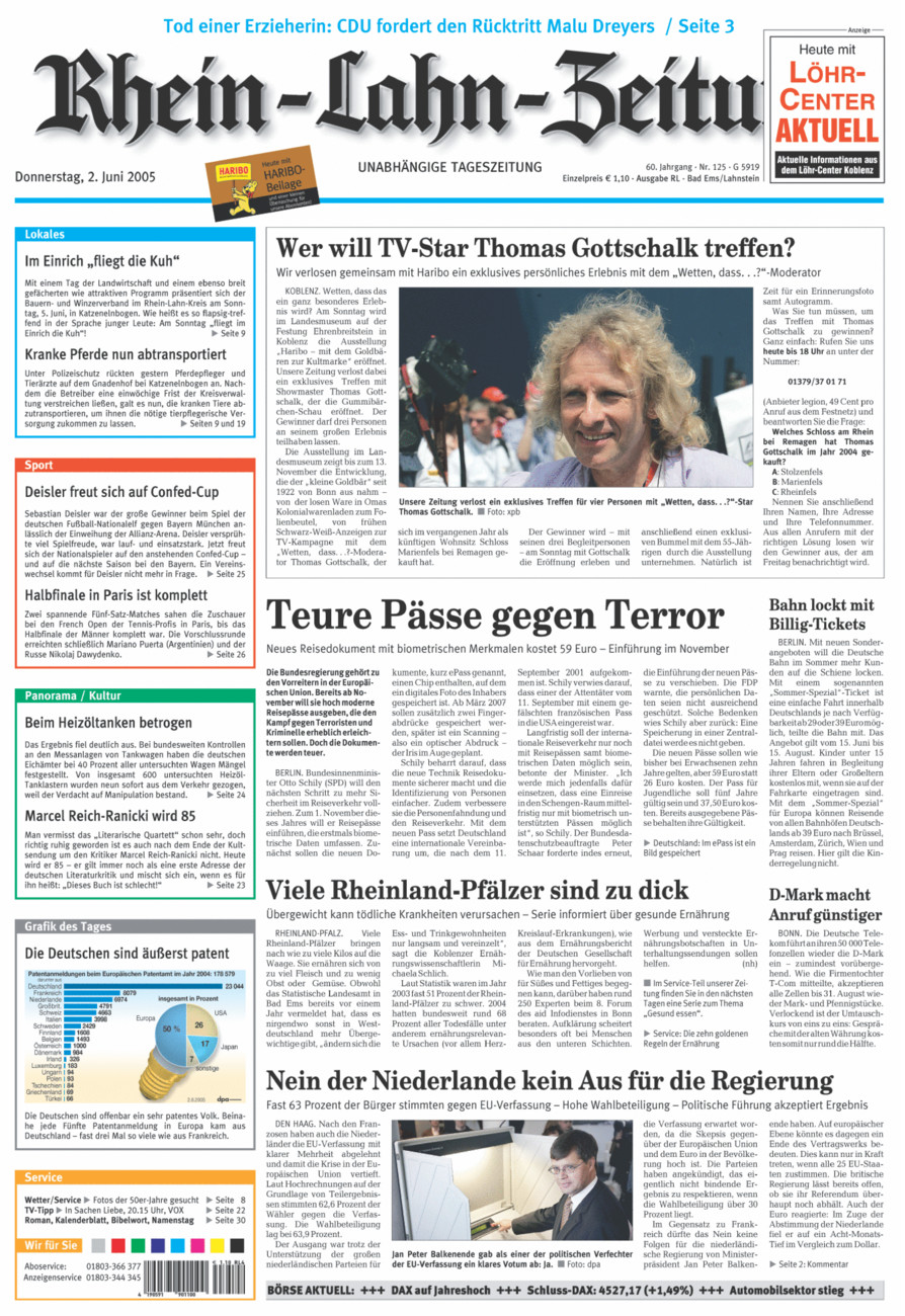 Rhein-Lahn-Zeitung vom Donnerstag, 02.06.2005
