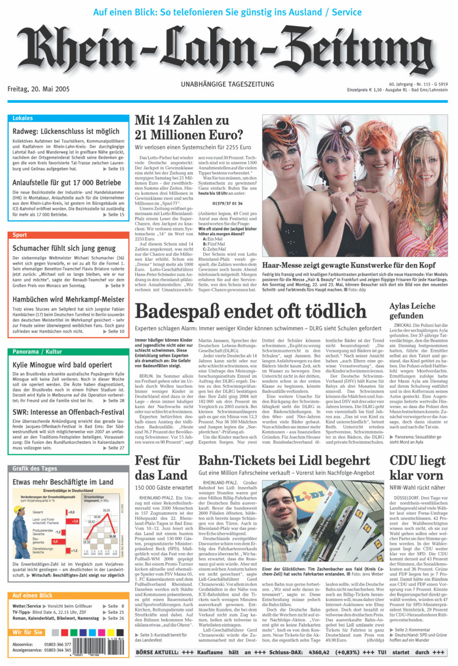 Rhein-Lahn-Zeitung vom Freitag, 20.05.2005