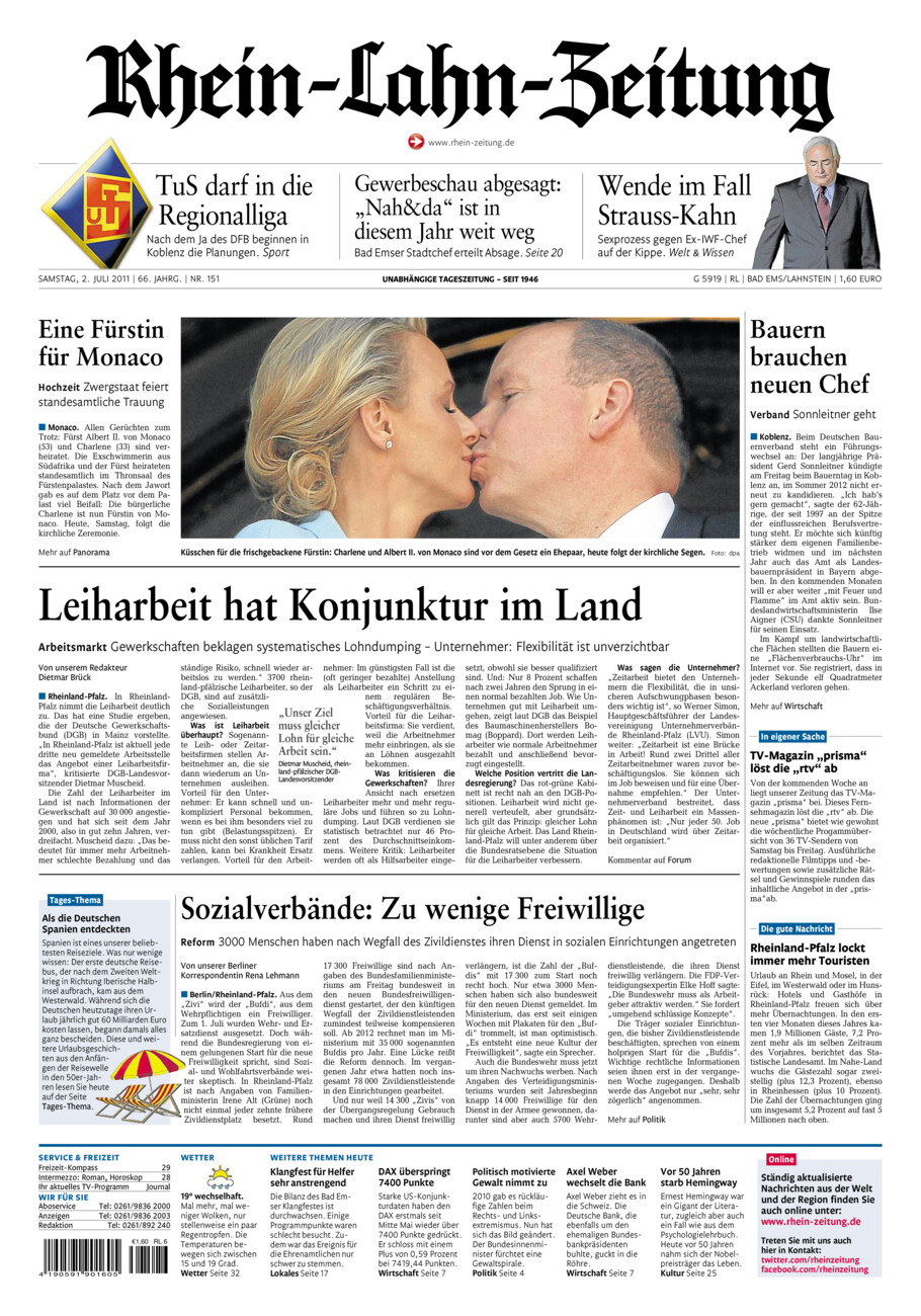 Rhein-Lahn-Zeitung vom Samstag, 02.07.2011