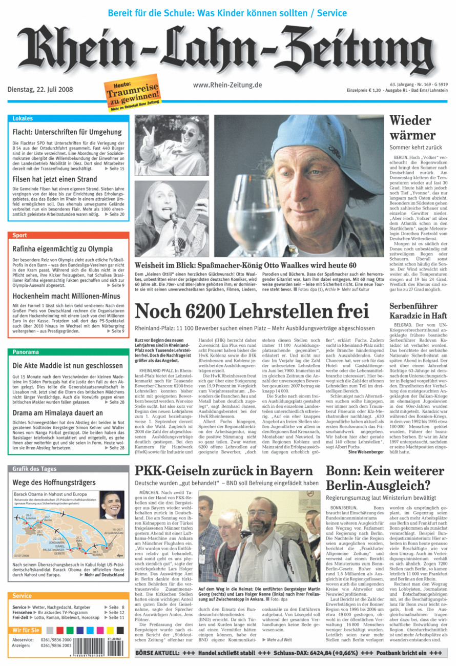 Rhein-Lahn-Zeitung vom Dienstag, 22.07.2008