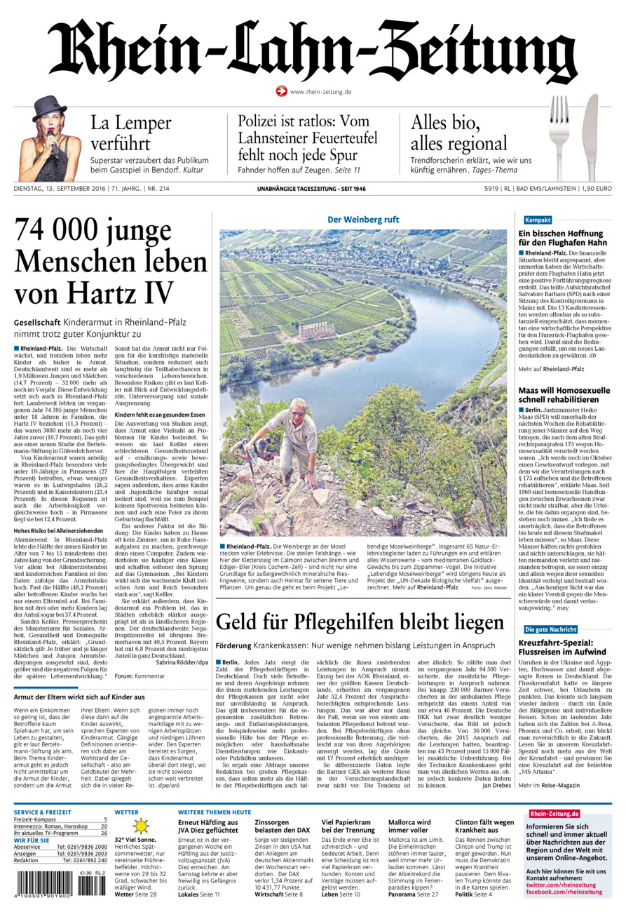 Rhein-Lahn-Zeitung vom Dienstag, 13.09.2016