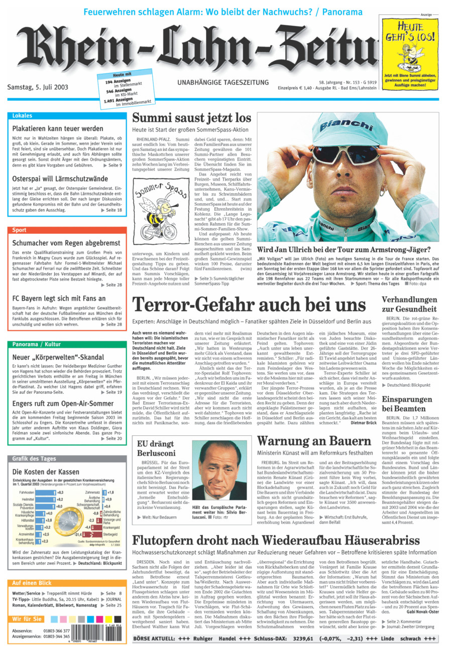 Rhein-Lahn-Zeitung vom Samstag, 05.07.2003