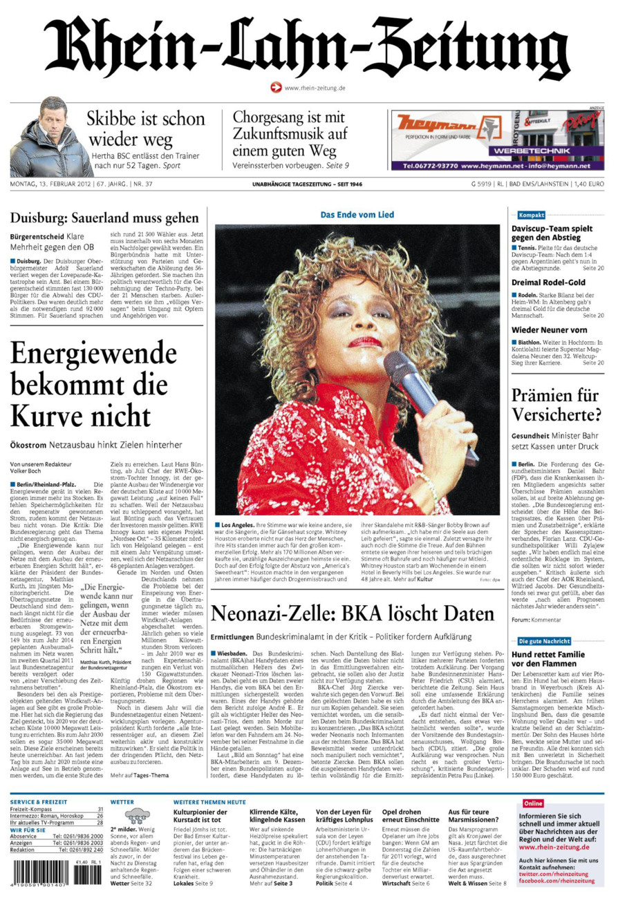 Rhein-Lahn-Zeitung vom Montag, 13.02.2012