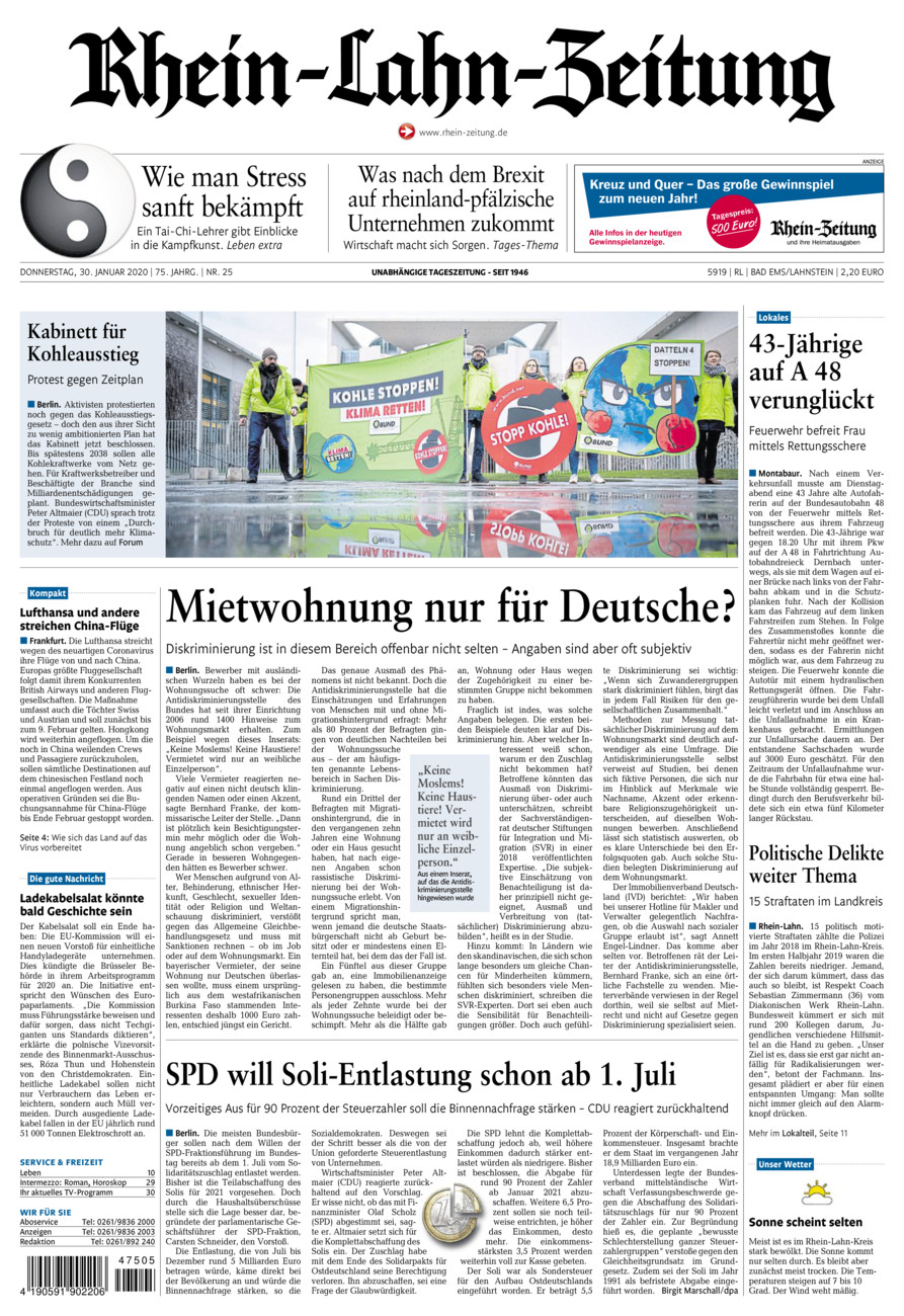 Rhein-Lahn-Zeitung vom Donnerstag, 30.01.2020