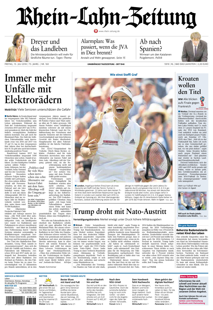 Rhein-Lahn-Zeitung vom Freitag, 13.07.2018