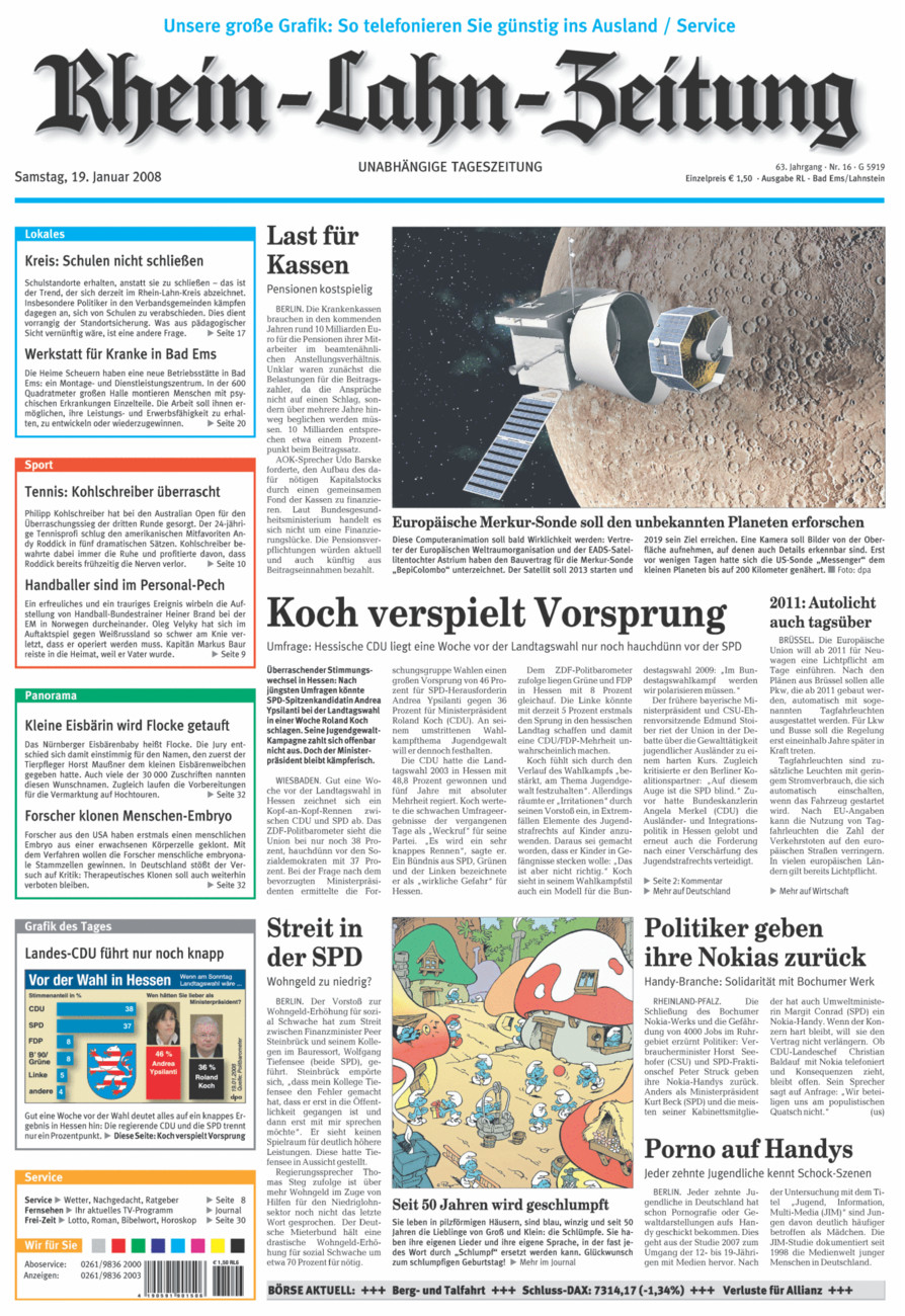 Rhein-Lahn-Zeitung vom Samstag, 19.01.2008