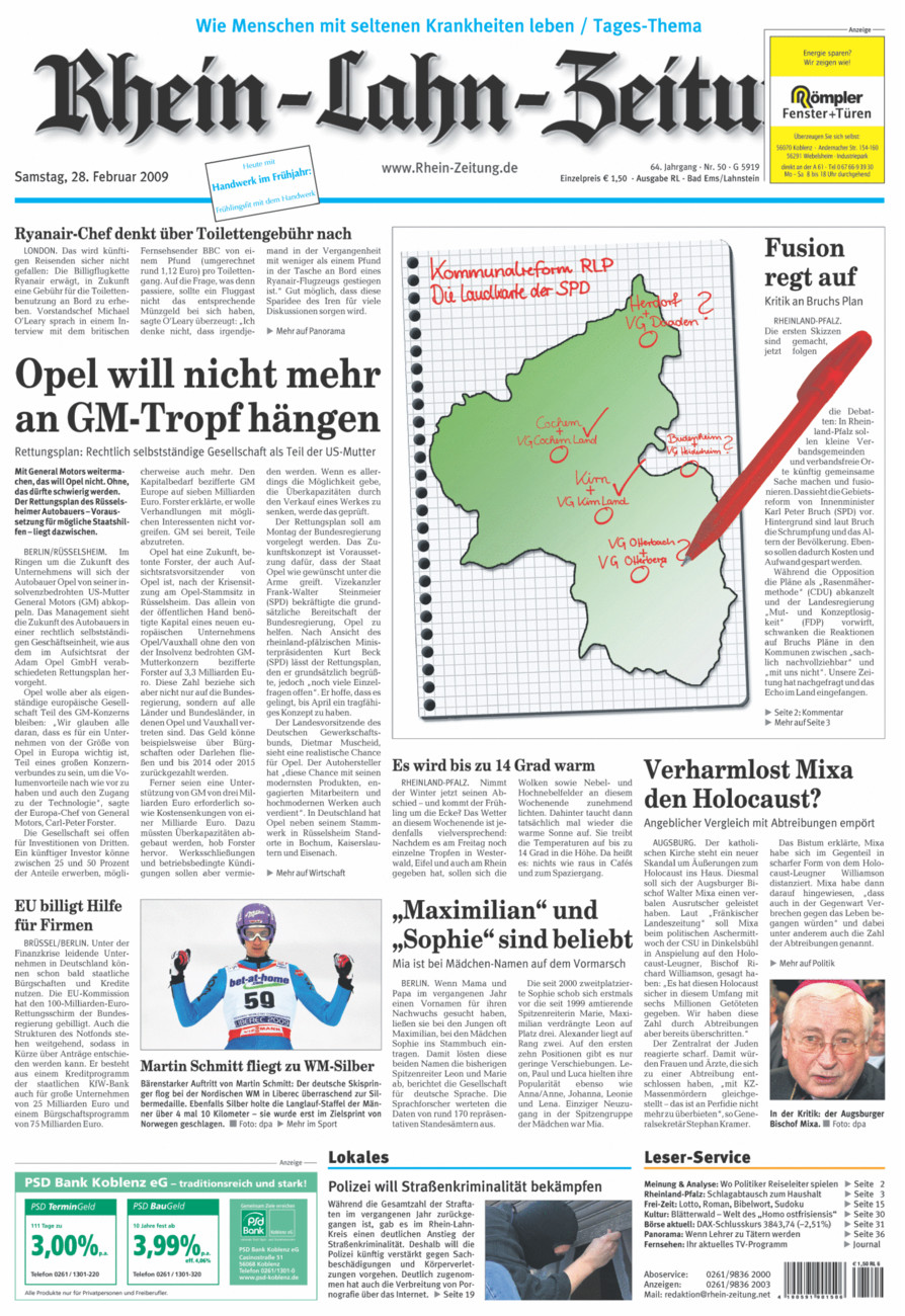 Rhein-Lahn-Zeitung vom Samstag, 28.02.2009