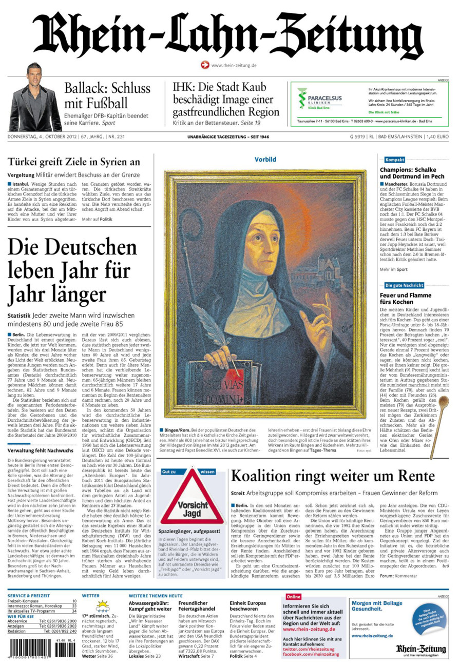 Rhein-Lahn-Zeitung vom Donnerstag, 04.10.2012