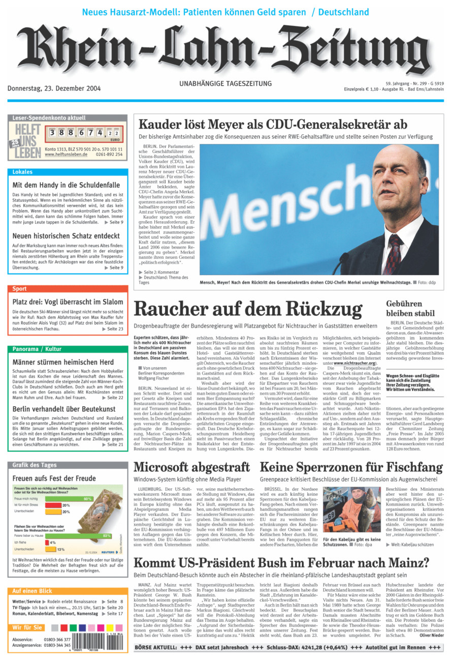 Rhein-Lahn-Zeitung vom Donnerstag, 23.12.2004