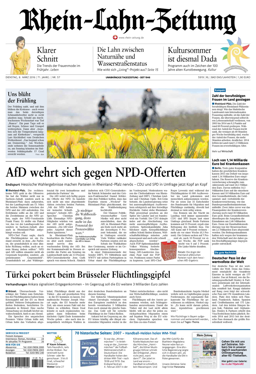 Rhein-Lahn-Zeitung vom Dienstag, 08.03.2016